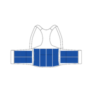 ThermApparel cooling vest diagram showing blue cooling pack placement