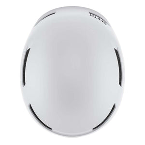 Top view of a white Smith Optics snow helmet