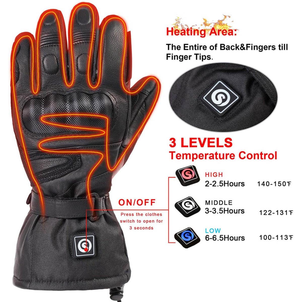 heated gloves for bicycle Day Wolf SDW03 Motorcycle Gloves, S kulifoo Electric Bike for Teen E-Dirt Bike Featuring a three Size:Asian M=US S