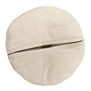 Polar Products round beige fabric cover with a center slit opening