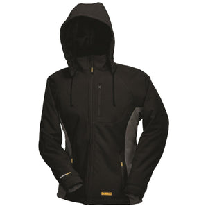 DeWalt black hooded softshell heated jacket with grey side panels