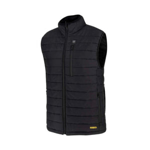 DeWalt black quilted heated vest with front zipper and chest pocket