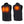 DeWalt black heated vest showing front and back views with glowing orange heating elements
