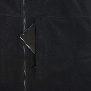 DeWalt black fleece jacket pocket with a smartphone inside