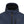 DeWalt navy blue hooded heated jacket with black fleece lining and power button on chest