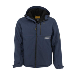 Dewalt navy blue hooded softshell heated jacket with black fleece lining