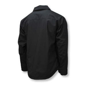 Back view of a black DeWalt work jacket