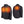 Black quilted heated jacket showing front and back heating elements