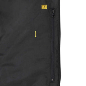 Black vest with vertical zippered pocket and yellow battery icon logo