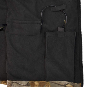 Interior of DeWalt heated jacket showing battery pocket and power cable