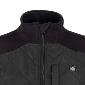 DeWalt black quilted heated jacket collar and chest detail