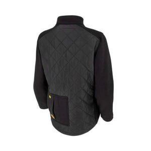Back view of black DeWalt quilted fleece jacket with lower pocket