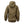 Back view of a tan DeWalt hooded work jacket with ribbed cuffs and hem