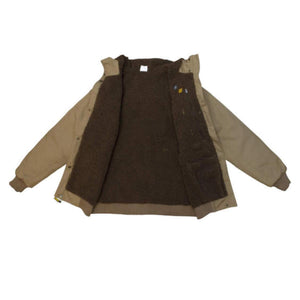 DeWalt tan work jacket with brown sherpa lining