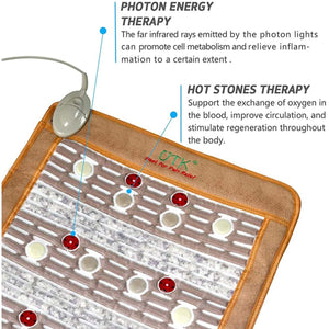 UTK heating pad featuring photon energy and hot stone therapy components