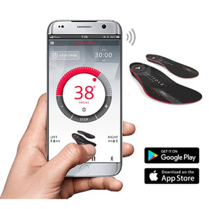 Digitsole smart insoles controlled by a mobile app showing temperature settings