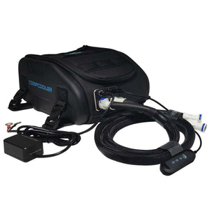 CompCooler black liquid cooling unit with power adapter and hose attachment