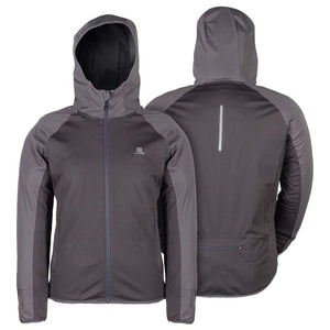 Fieldsheer charcoal grey hooded zip up jacket front and back view