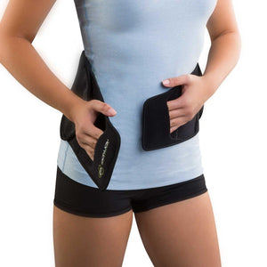 Person wearing a black DonJoy back brace