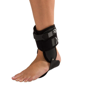 DonJoy black ankle brace on a person