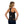 Woman wearing a black DonJoy BoldForm back brace over a black tank top