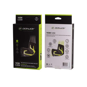 DonJoy Performance Trizone elbow sleeve packaging showing product features and benefits