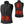 Black quilted heated vest showing front and back heating element zones