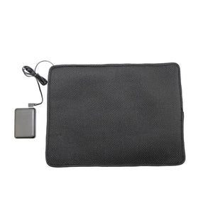 Black rectangular electric heating pad with power bank and cord