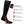 Dr Warm black heated sock with battery pack and heating level chart showing temperature and duration settings