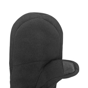 Black insulated winter mitten with thumb detail
