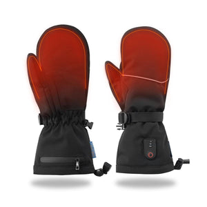 Dr Warm black heated mittens with power button and heat zone indicators