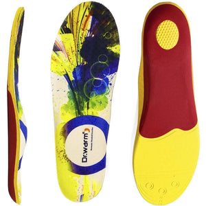 Dr Warm remote heated insoles showing top and bottom views