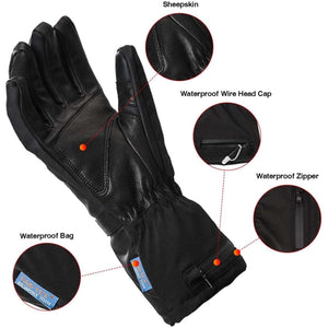 Black sheepskin glove with waterproof zipper and breathable insert features