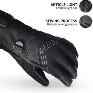 Black winter glove with reflective light bar and detailed stitching