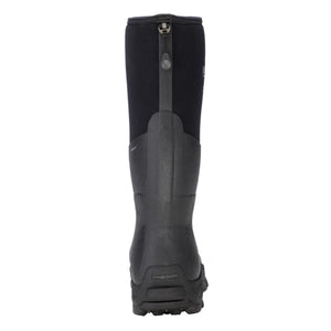 Back view of black Dryshod waterproof tall rubber boot