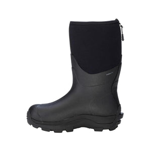 Black Hydrokote waterproof rubber boot with a neoprene upper and rear zipper