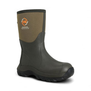Dryshod Evalusion Mid olive green rubber boot with orange DS logo