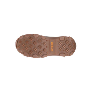 Brown Dryshod boot outsole with deep tread pattern