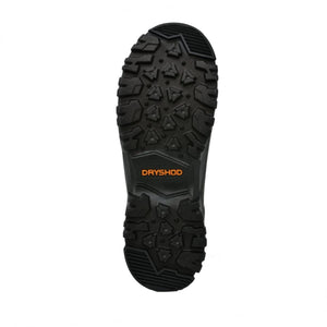 Black Dryshod boot outsole with deep tread pattern