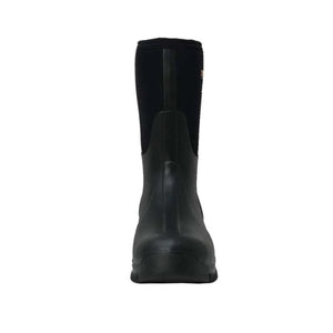 Black Bogs rubber boot viewed from the back