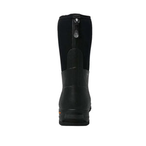 Rear view of a black Bogs waterproof boot with a pull tab
