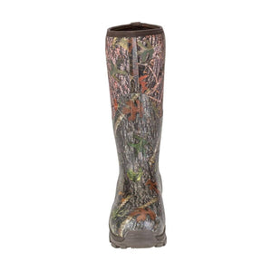 Dryshod knee high rubber hunting boot with tree bark camouflage pattern