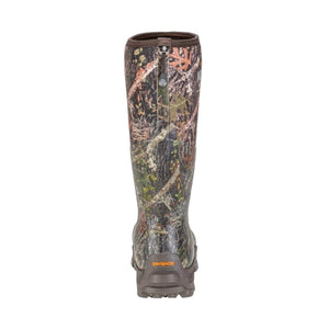 Rear view of a Dryshod camouflage rubber boot with a back zipper