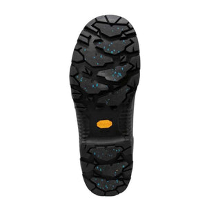 Dryshod boot outsole with black rubber tread and blue flecked traction pattern