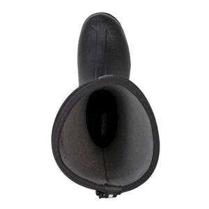 Top view of a black Dryshod rubber boot showing the interior lining and branded insole