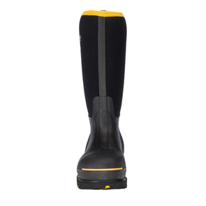 Dryshod black waterproof rubber boot with yellow trim