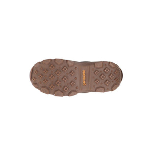 Brown Dryshod boot tread with deep lug pattern
