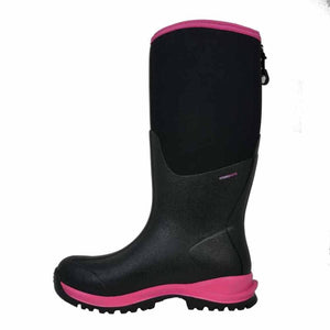 Dryshod black and pink waterproof rubber boot with Hydrokote branding
