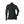 Back view of a black long sleeve mock neck shirt with white contrast stitching