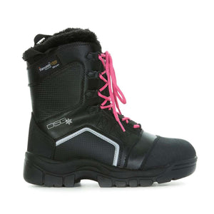 DSG Outerwear black winter boot with pink laces and faux fur lining
